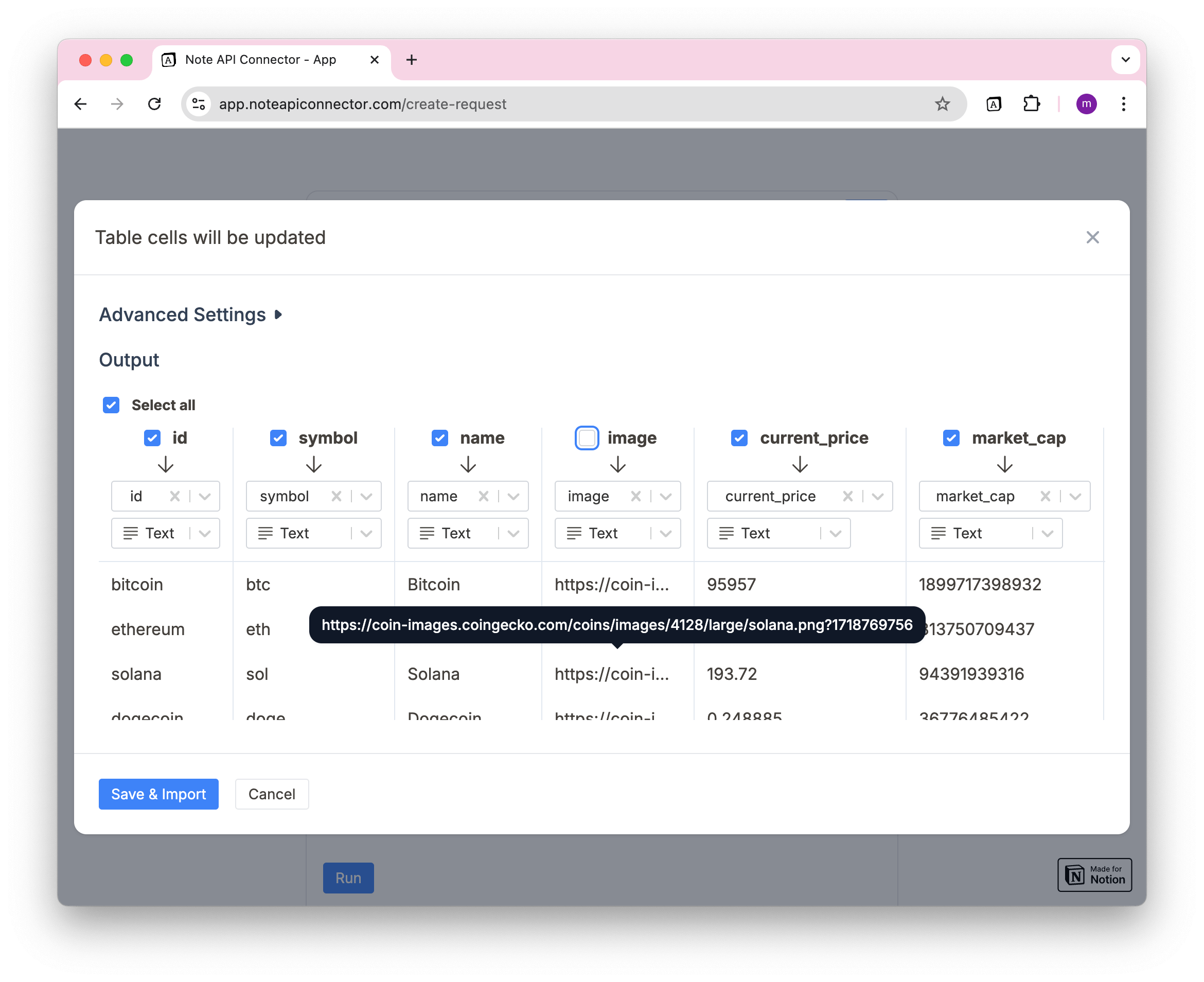 Response Table