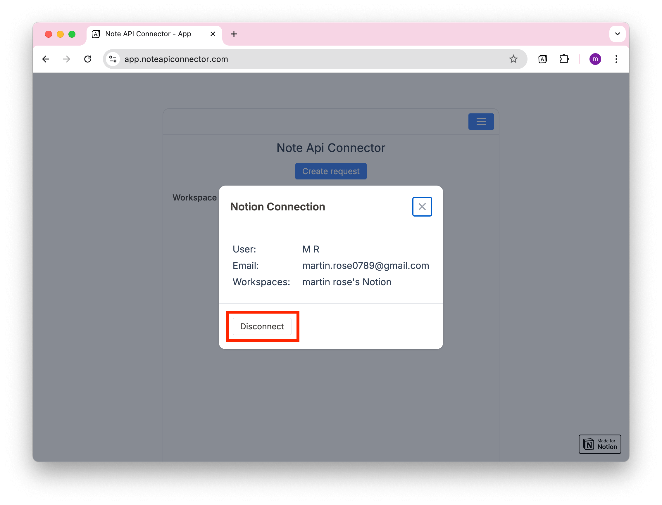 Disconnecting Workspace