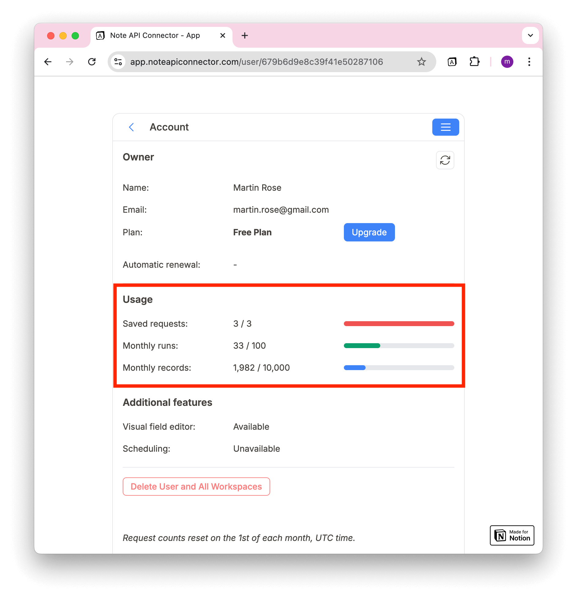 View Usage Statistics