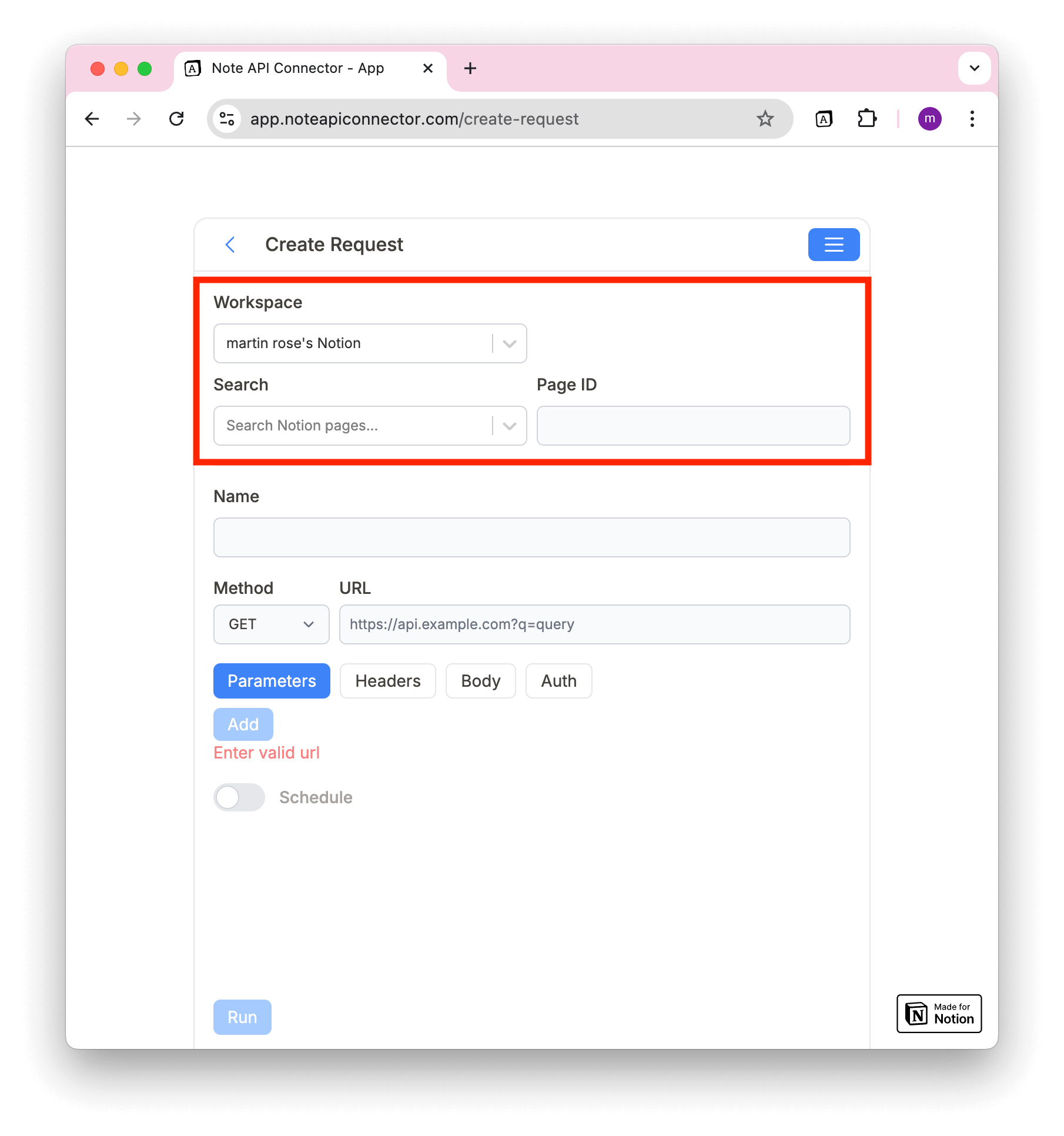 Select Notion Workspace