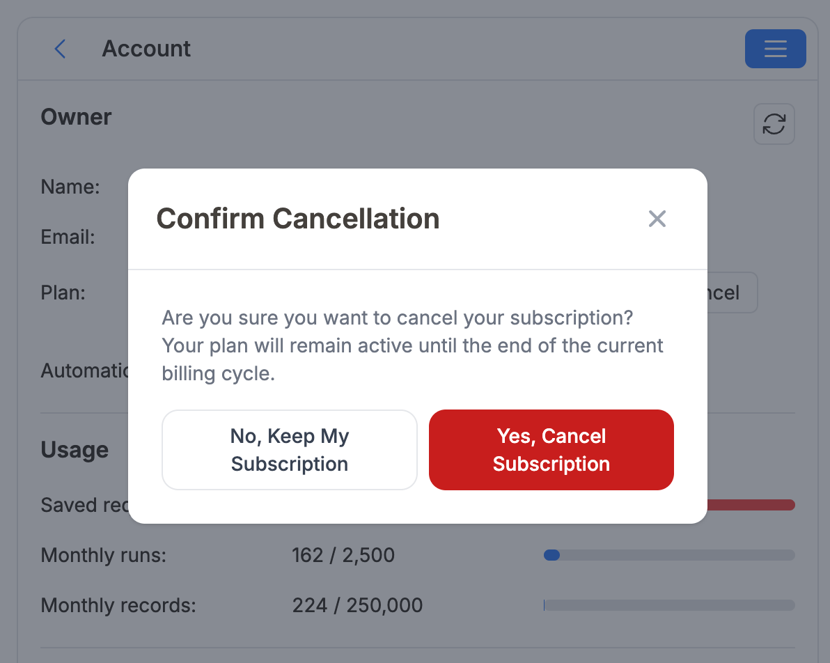 Confirm Cancellation