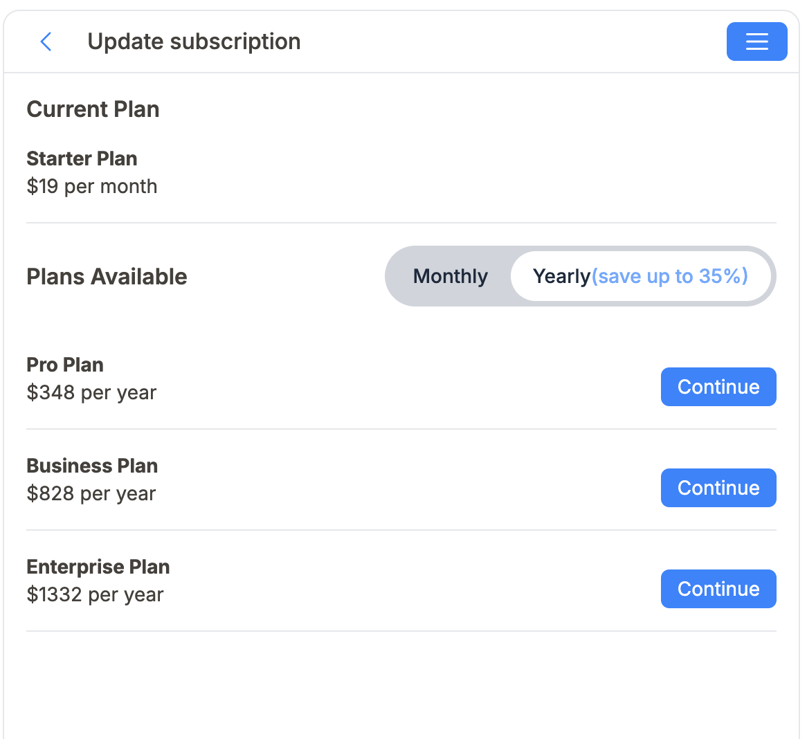 Upgrade or Downgrade Subscription