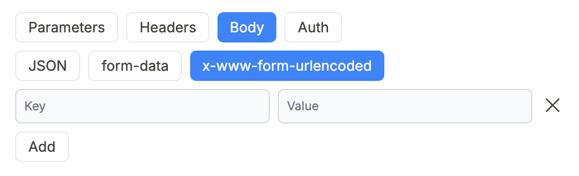 Adding x-www-form-urlencoded Body