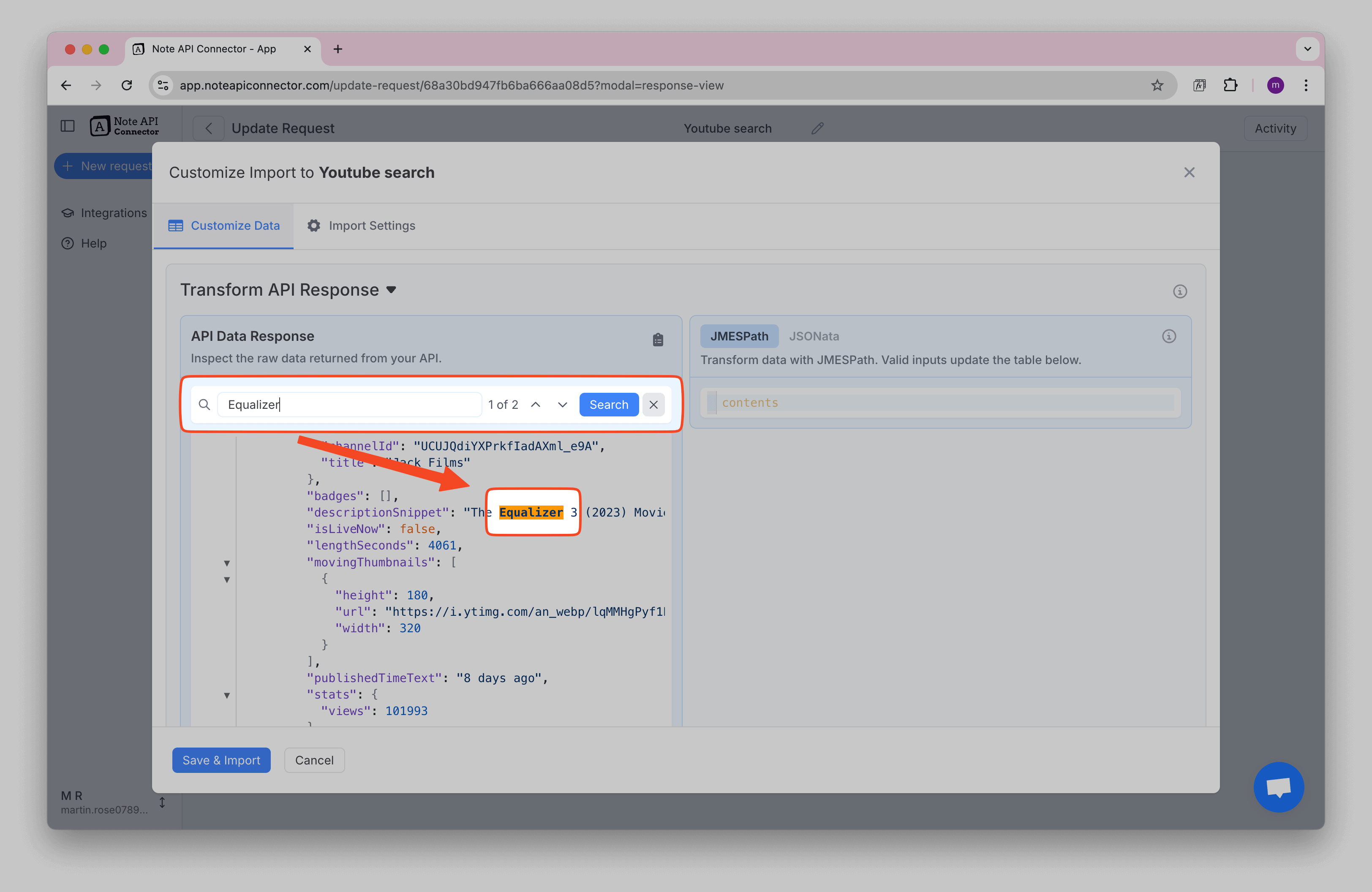 Search Raw JSON