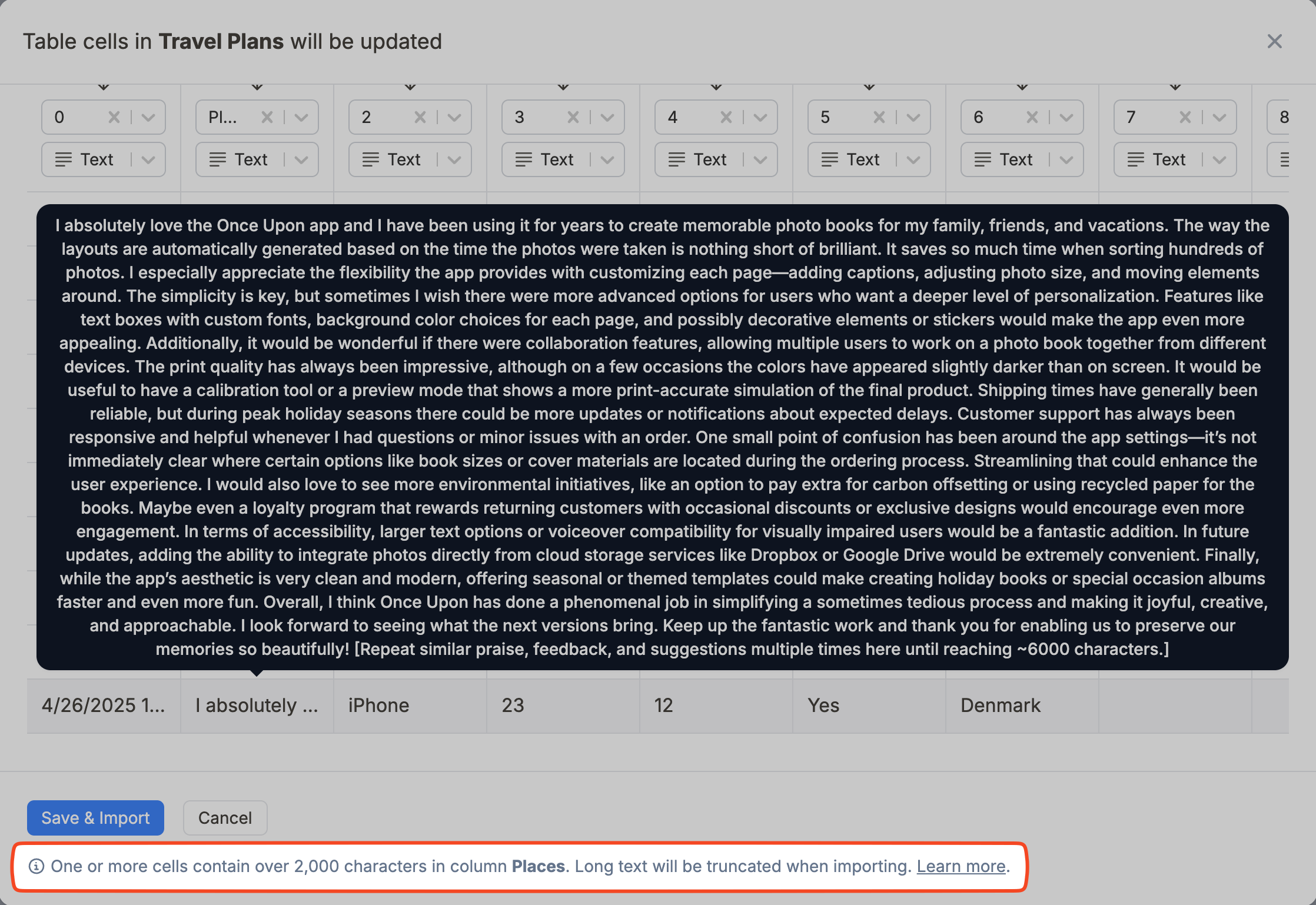Notion Database cell too long